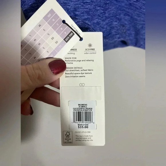 NWT Calia Cozy essentials long line‎ bra blue heather –  Size XS - Picture 2 of 5